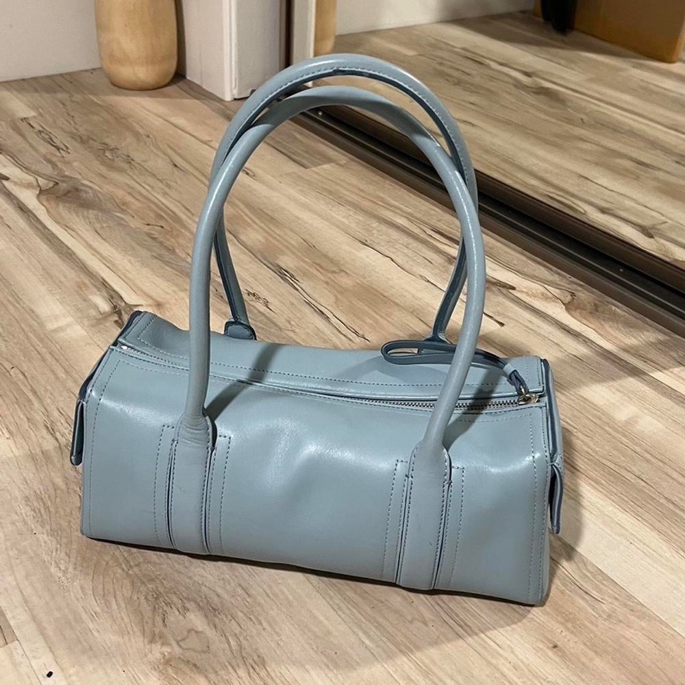 Light blue Ann Taylor leather barrel bag